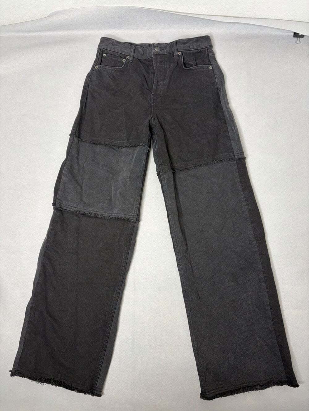 Rails The Getty Crop High Rise Patchwork Wide Leg Jeans Black 29x30.5"